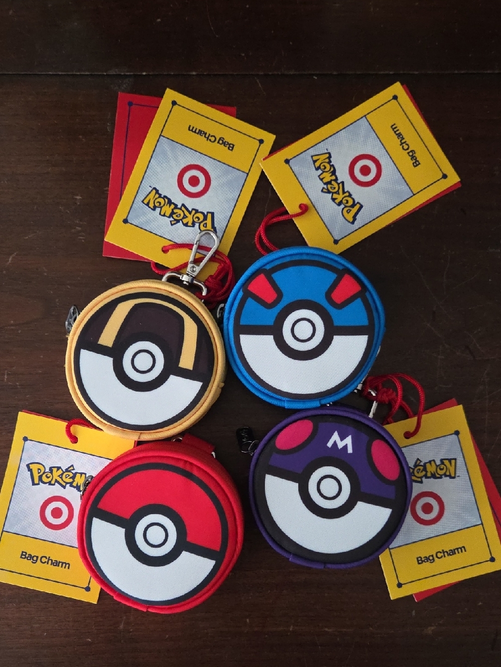 NWT Pokémon Poké Ball Coin Pouch Set - Red, Blue, Gold, Purple